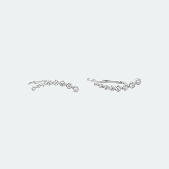 Aretes trepadores Diamantes en Oro Blanco 14 Kt