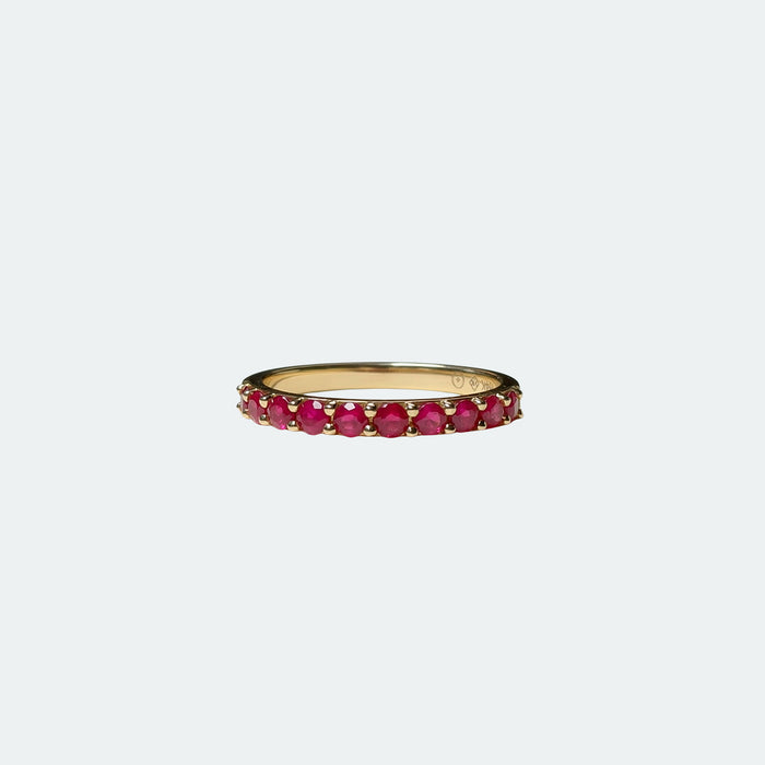 Anillo Pavé Rubí en Oro Amarillo 14 Kt