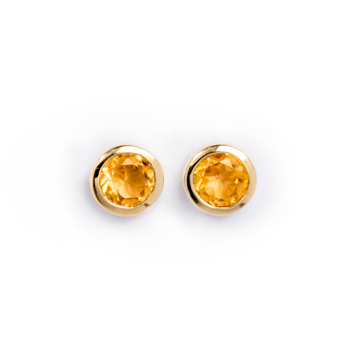 Aretes Birthstone con Citrino en oro amarillo 14 Kt (Noviembre)