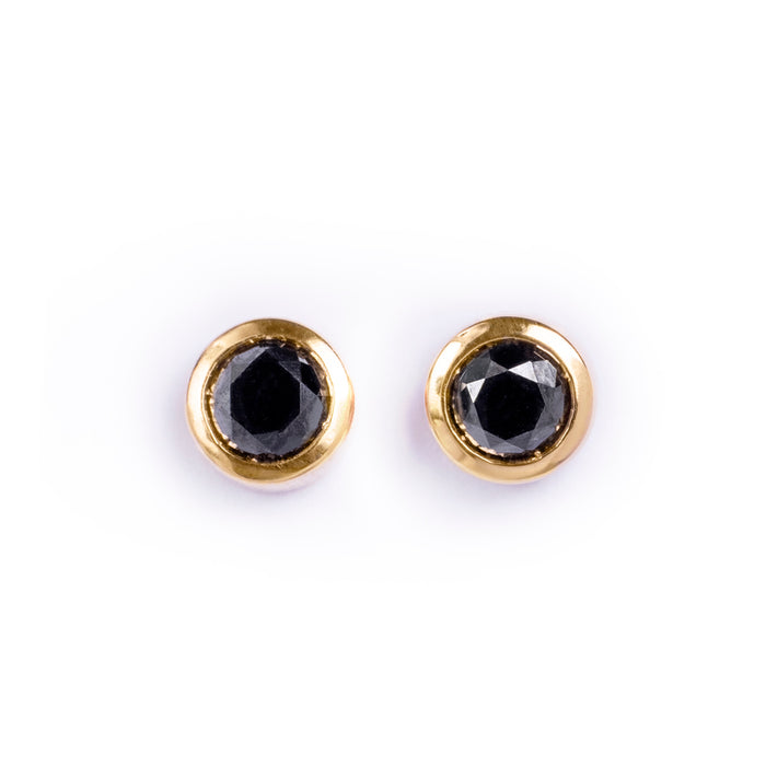 Aretes con Diamante Negro en oro rosa 14 Kt