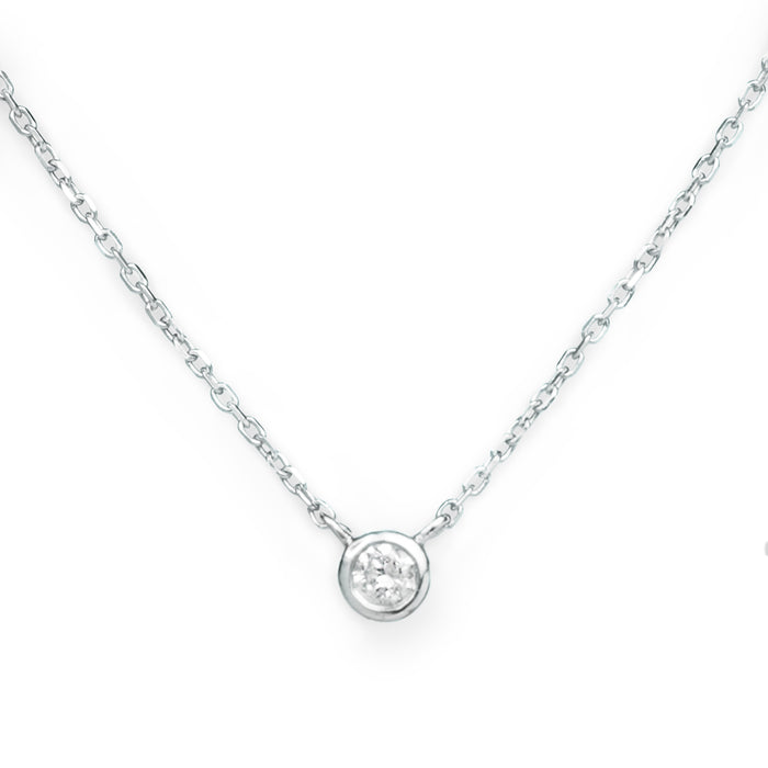 Colgante Birthstone con Diamante en oro blanco 14 Kt (Abril)