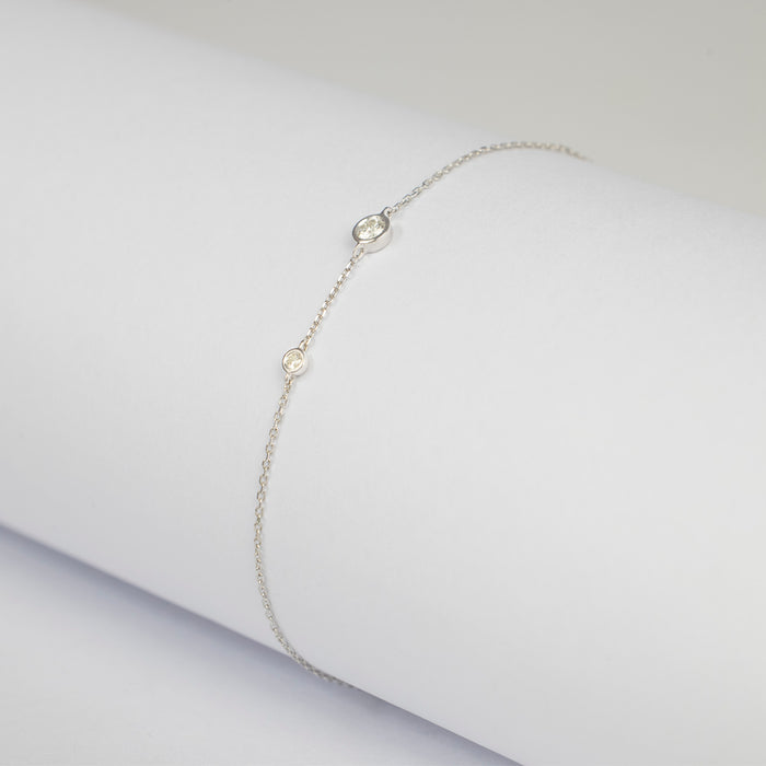 Pulsera Birthstone Premium con Diamantes en oro blanco 14 Kt (Abril)