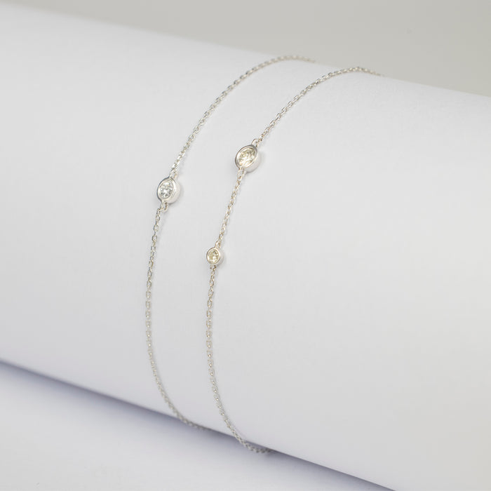 Pulsera Birthstone Premium con Diamantes en oro blanco 14 Kt (Abril)