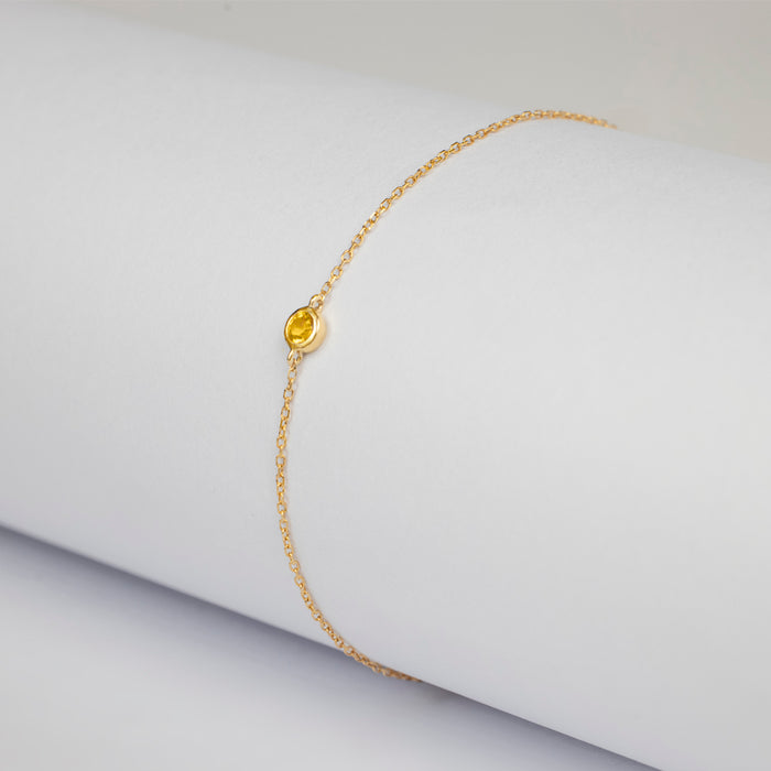 Pulsera Birthstone con Citrino en oro amarillo 14 Kt (Noviembre)