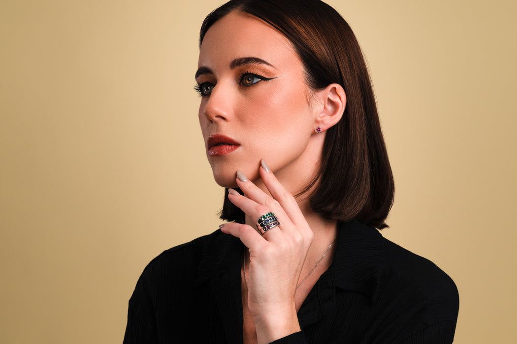 Anillo de plata con Rubíes Nano