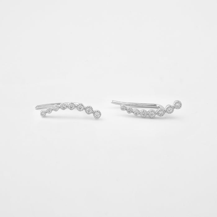 Aretes trepadores Diamantes en Oro Blanco 14 Kt