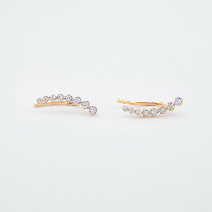 Aretes trepadores Diamantes en Oro Amarillo 14 Kt