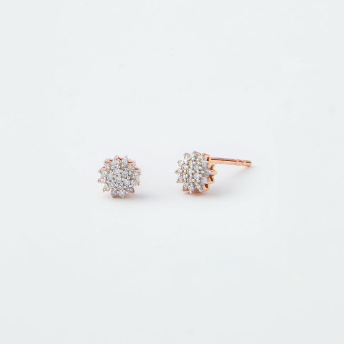 Aretes roseta Diamantes en Oro Amarillo 14 Kt